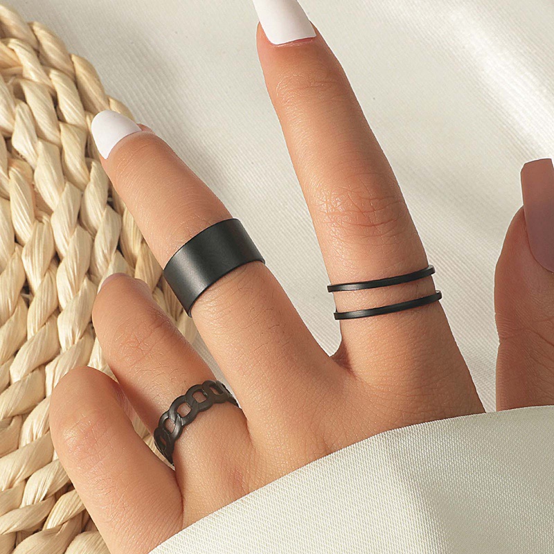 Set 3 Nhẫn Đeo Tay Kim Loại Thời Trang Cho Nữ