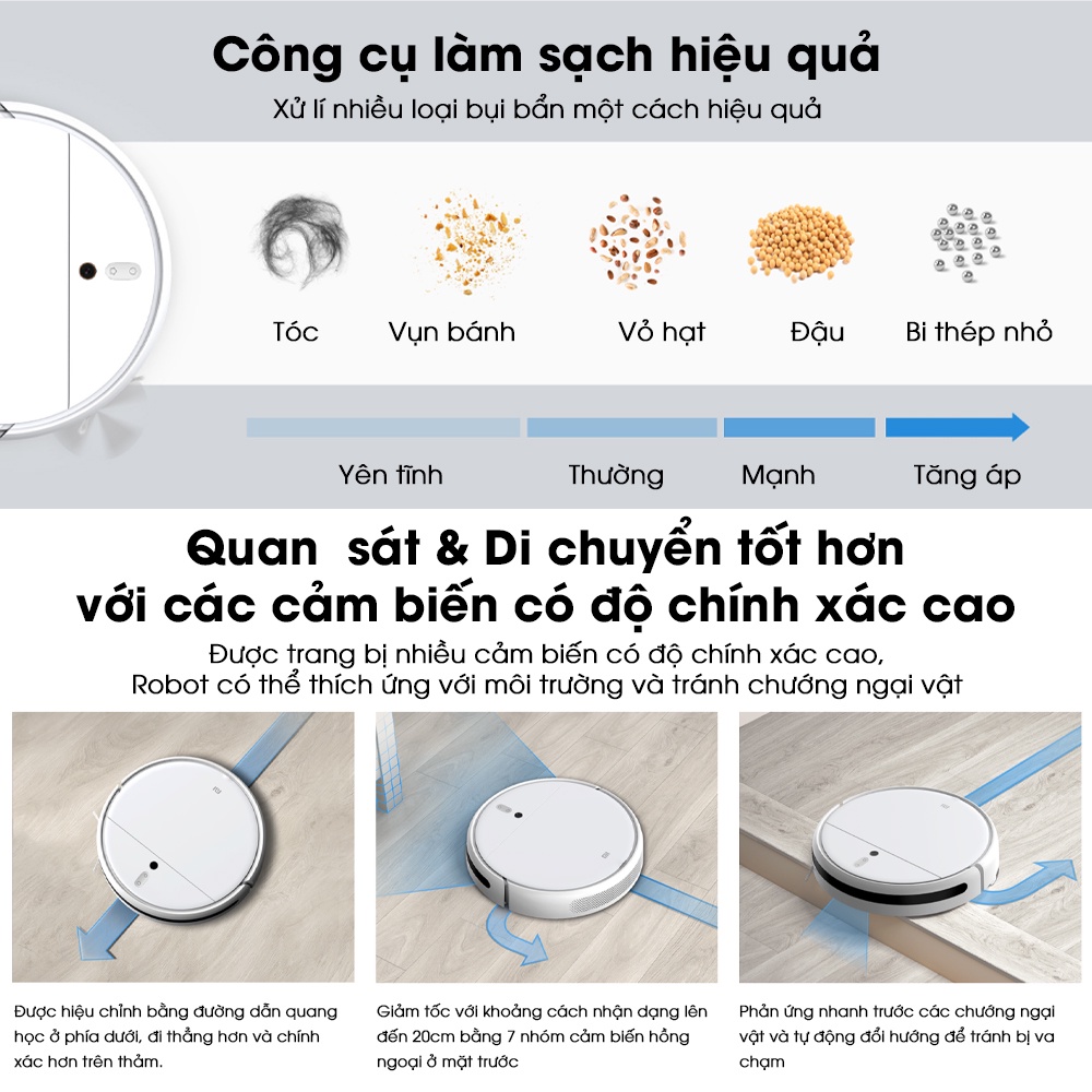 Robot Hút Bụi Xiaomi MIJIA Mi Robot Vacuum Cleaner 2C [2200Pa Suction Power] 99.9% AntiBacterial Mop Pad xiaomi gen 2