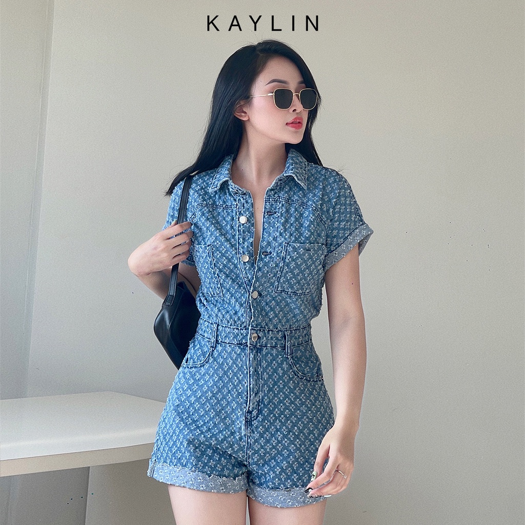 Bộ Jumpsuit jean nữ tôn dáng phong cách retro KAYLIN - N1725