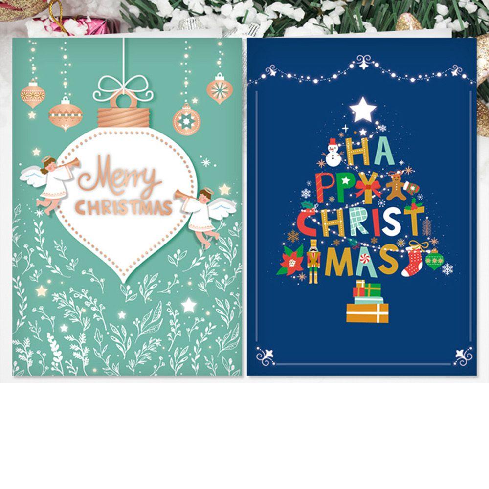 Set 8 Thiệp Chúc Mừng Giáng Sinh / Năm Mới Kiểu Dáng Đơn Giản