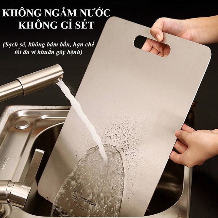 Thớt inox 304 chống ẩm mốc, kháng khuẩn, không xước dăm Size 30 x 23CM