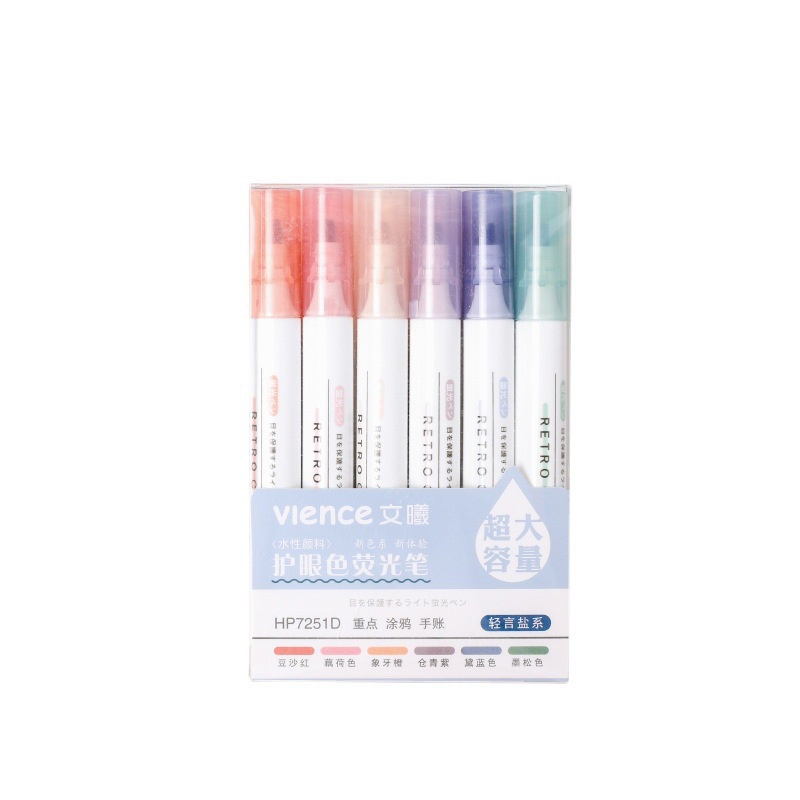 Bộ bút Highlight Pastel 6 bút dạ quang đánh dấu, bút ghi nhớ cực xinh