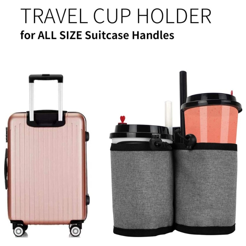 RUNNY Luggage Travel Cup-Holder Free Your Hand Drink Caddy-Can Hold Two Coffee-Mug for Airplane-Gift Flight Attendant-Tr