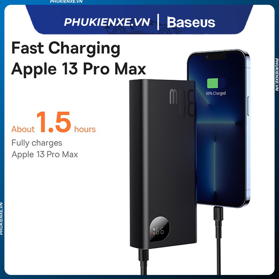 Sạc dự phòng baseus 30W tích hợp sạc nhanh 2 chiều dung lượng pin 20000mah vỏ kim loại