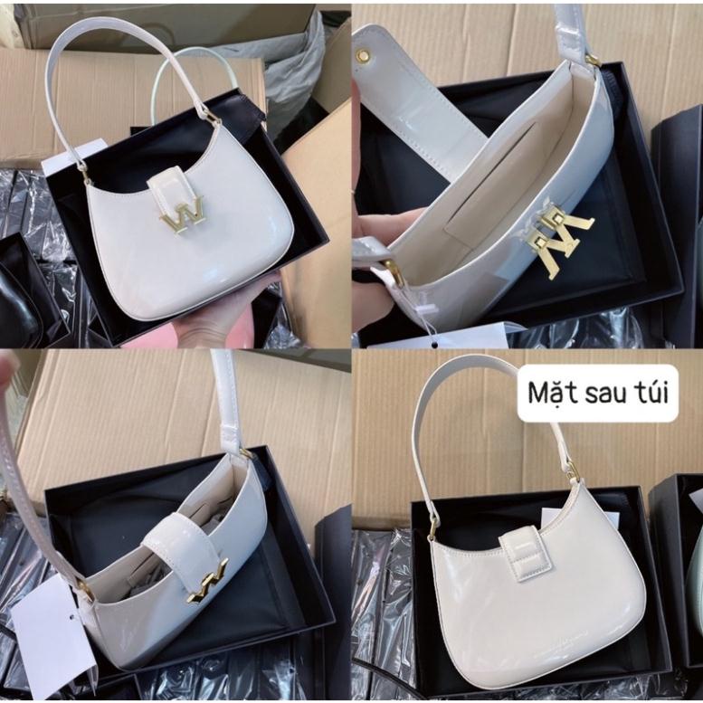 Túi waang chữ W da bóng size 21 kèm dây đeo chéo full hộp đầy đủ hàng cao cấp