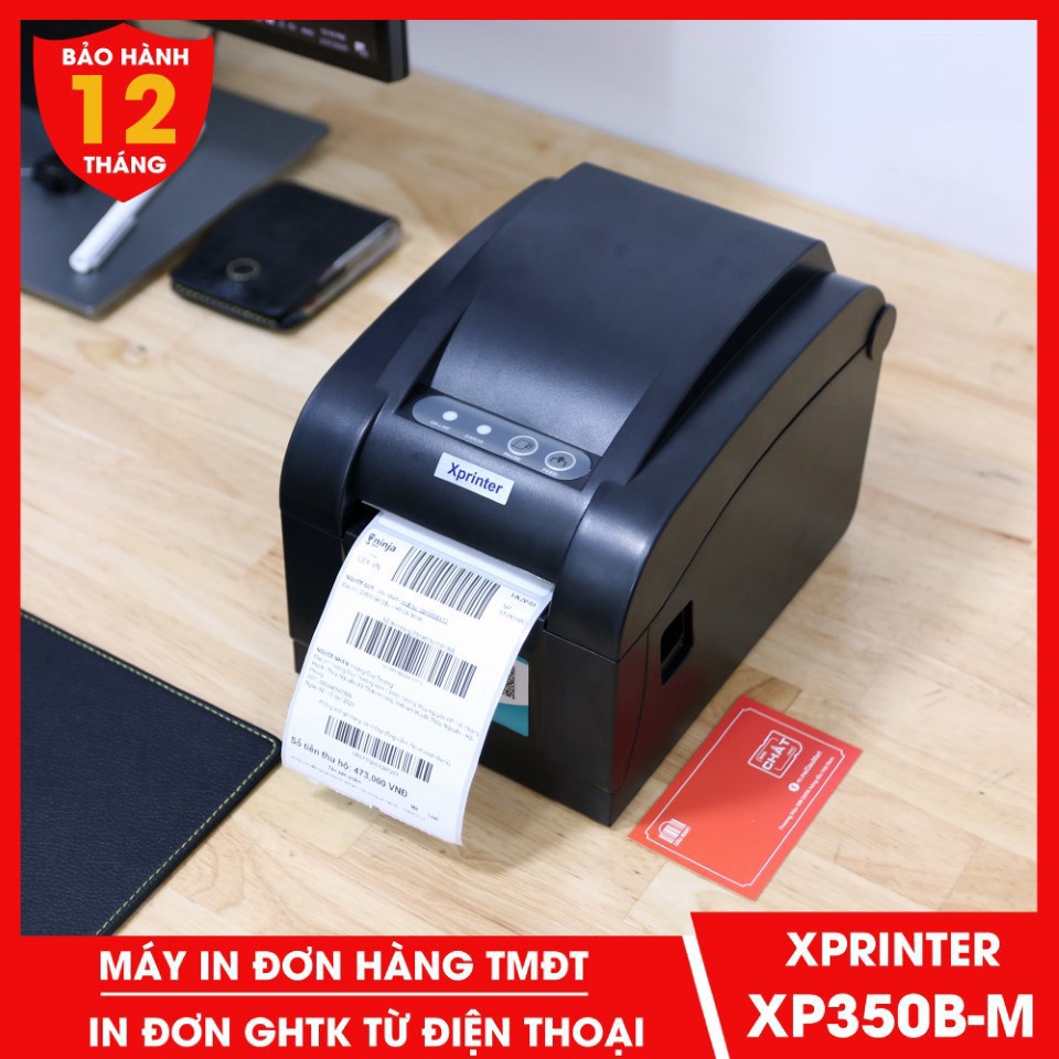 PR11 ODJH Máy in Xprinter XP 350B XP 350BM in đơn hàng GHTK bằng điện thoại qua wifi, in tem nhãn và phiếu giao hàng các