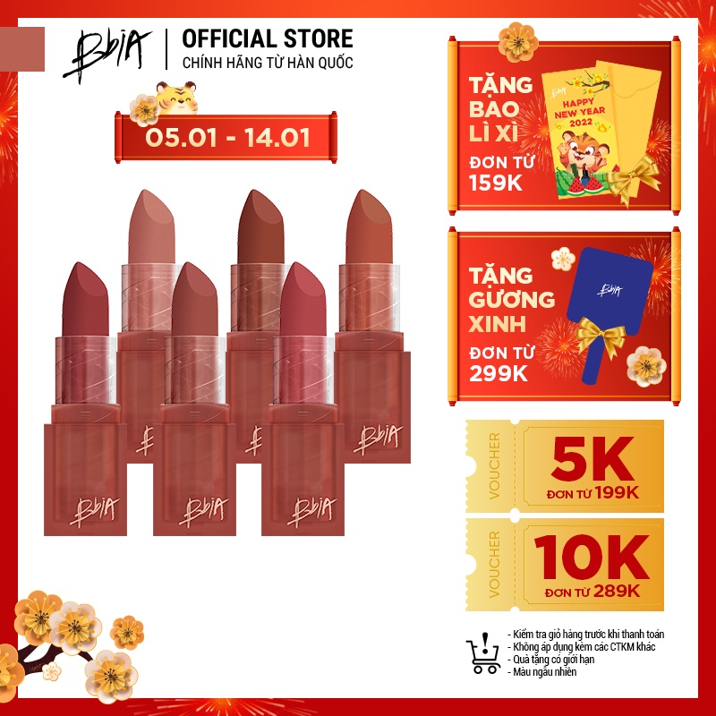 Son Thỏi Lì Bbia Last Powder Lipstick (6 màu) 3.5g Bbia Official Store