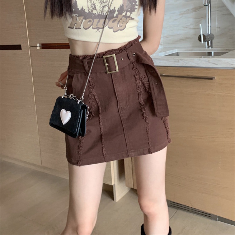 Chân Váy Denim Lưng Cao Thời Trang Mùa Hè