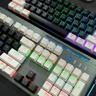 104 phím trắng đen và 61 keycaps bàn phím phím phím, tập tin cấu hình phụ kiện bàn phím cơ có đèn nền đa năng, thích hợp cho hầu hết các bàn phím cơ (chỉ keycaps)