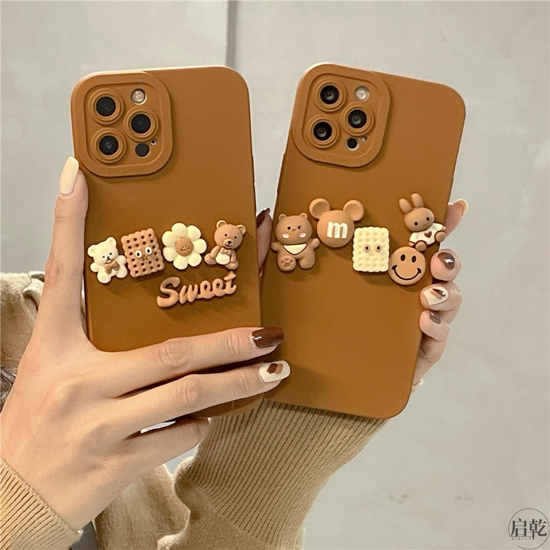 Ốp Điện Thoại Chống Sốc In Hình Gấu Bánh Quy Cho iphone 14 13 Pro Max 12 11 Pro Max XS XR Xsmax 7plus