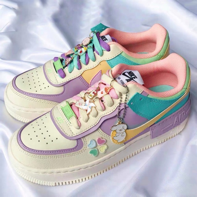 𝐓ế𝐭 [GeekSneaker] Phụ kiện giày | Combo Full Set Phụ Kiện Trang trí Giày Air Force 1 Shadow 7 màu