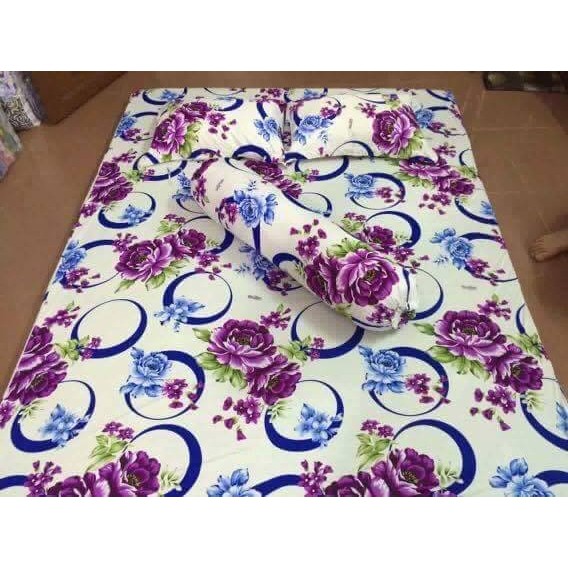 Drap thun Hàn Quốc khổ m6 ( bộ: 2 áo gối, 1 gối ôm, drap)