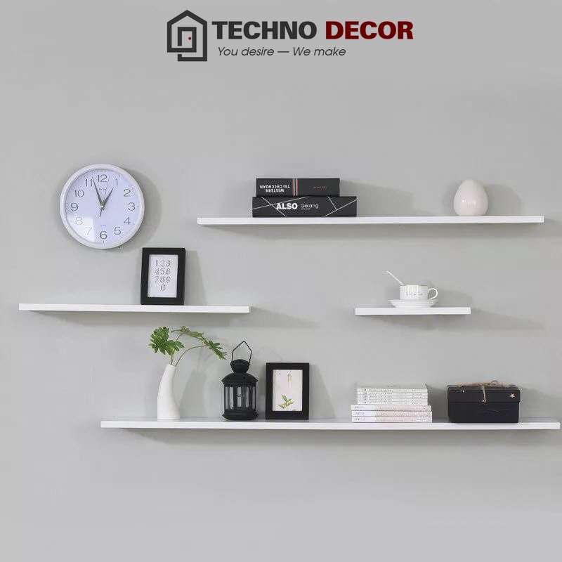 Kệ Gỗ Treo Tường Kệ Thanh Ngang Treo Tường Decor Phòng Khách Phòng Làm Việc Nhiều Kích Thước TechnoDecor