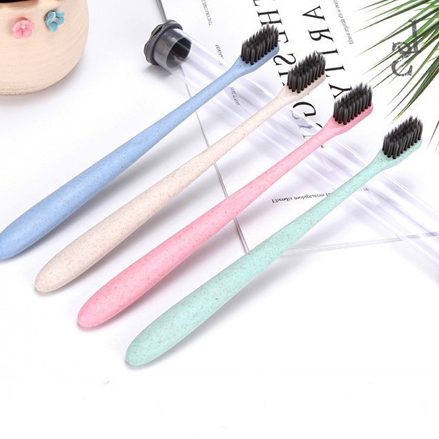 Bàn chải đánh răng làm từ lúa mạch - lông bàn chải làm từ than hoạt tính ( không hộp và có hộp )