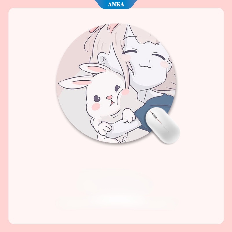 Tấm lót chuột hình tròn chống trượt chống bụi in họa tiết hoạt hình dễ thương