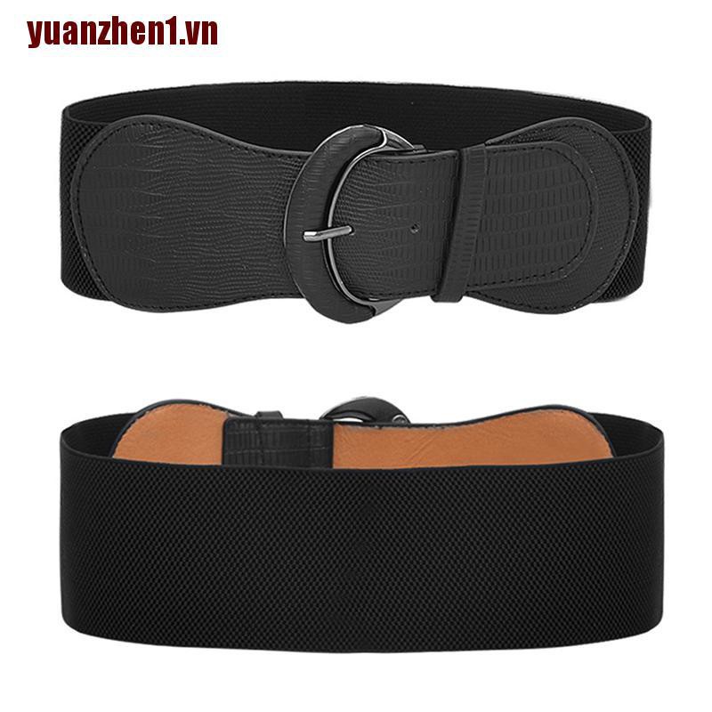 [Yuanzhen1] Thắt Lưng Da Bản Rộng Co Giãn Có Khóa Cài Cho Nữ