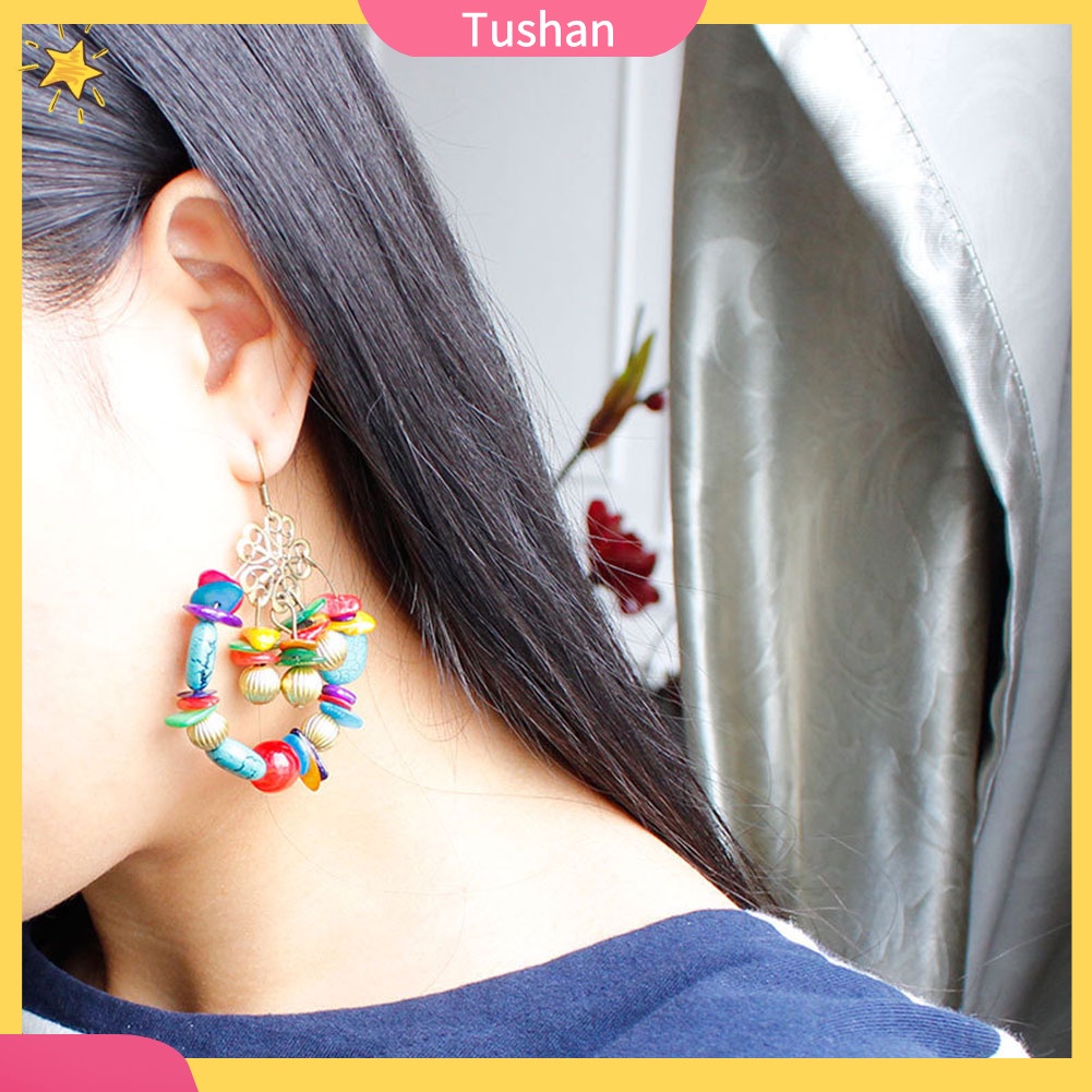 Bông tai dài nhiều màu sắc phong cách Bohemian