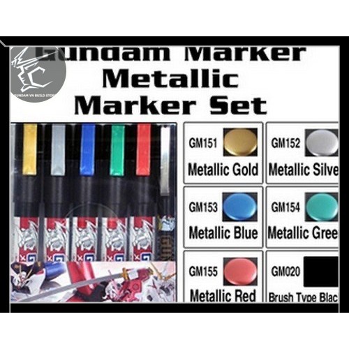 PHỤ KIÊN MÔ HÌNH GUNDAM  BÚT TÔ MÀU MRHOBBY GMS-121 GUNDAM METALLIC MARKER SET GM MR HOBBY