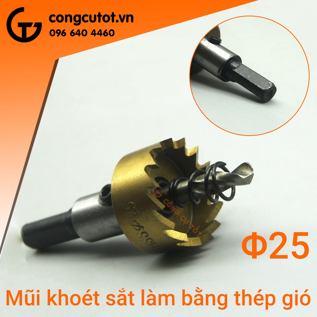 Bộ 5 mũi khoét sắt bằng thép gió phủ Titan