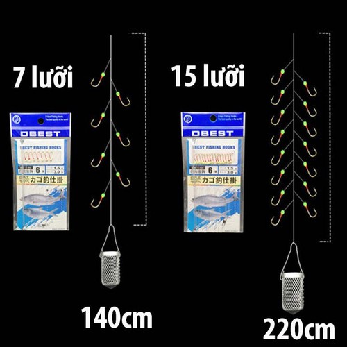 Bộ Thẻo 7 lưỡi-15 lưỡi câu cá mương hồ siêu nhạy có rọ sắt