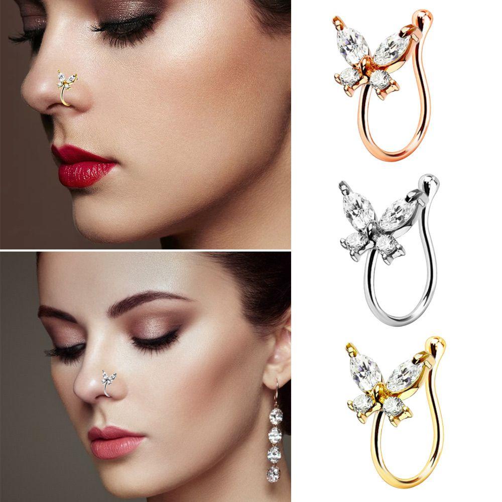 Nhẫn Mũi Giả Thời Trang LAYOR1|Khuyên Xỏ Cơ Thể Hình Bướm