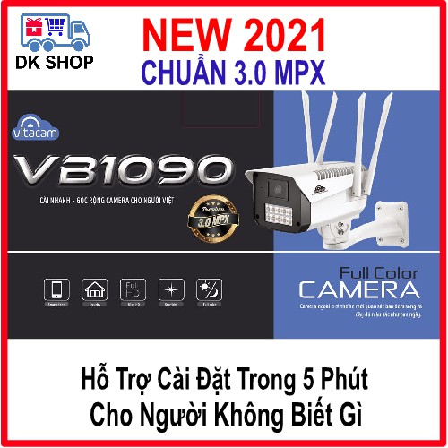 Camera Vitacam VB1090 - 3.0Mpx Ultra HD 1080P - Ngoài Trời - Đèn Starlight Quan Sát Màu Đêm - Bảo Hành Chính Hãng 2 Năm.