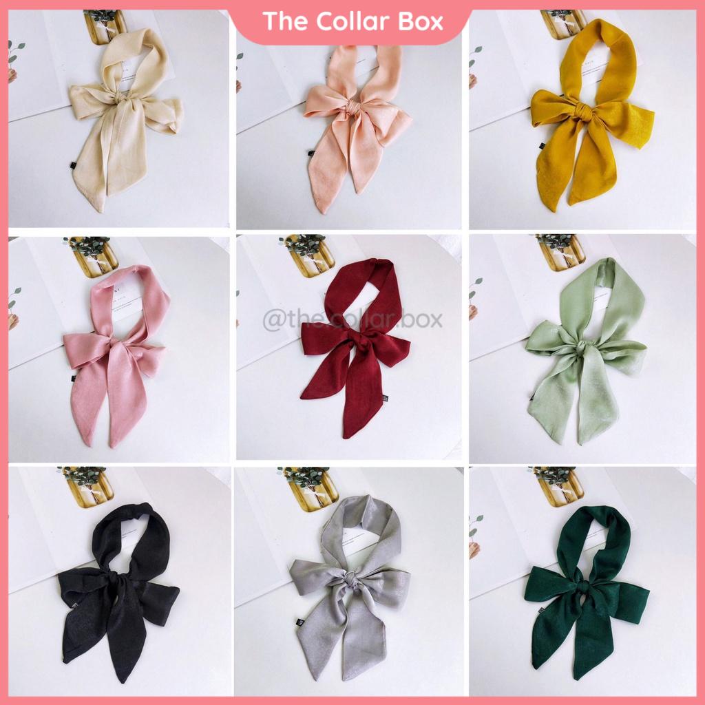 Khăn lụa satin dài trơn khăn thắt nơ cổ áo sơ mi công sở, quấn tóc, túi xách làm thắt lưng size 140x7cm - The Collar Box