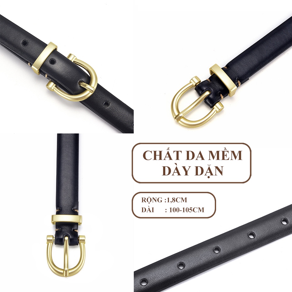 Thắt lưng nữ bản 1,8cm dây nịt nữ suzystore, da ép thật, khóa kim loại thời trang cao cấp TLSU1