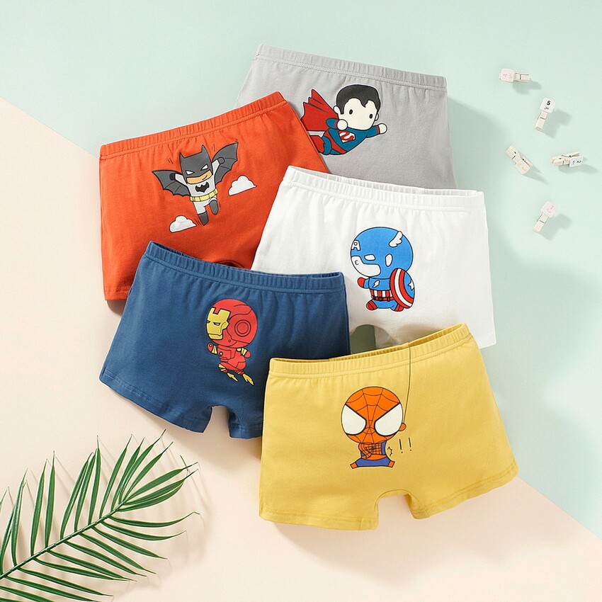 Set 5 quần chip đùi cotton cho bé trai Áo Lá Homewear size 12kg-35kg