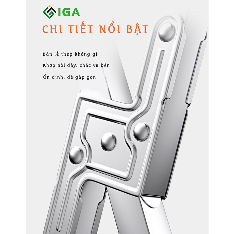 Giàn phơi quần áo thông minh IGA gấp gọn inox 304 tặng móc treo cố định