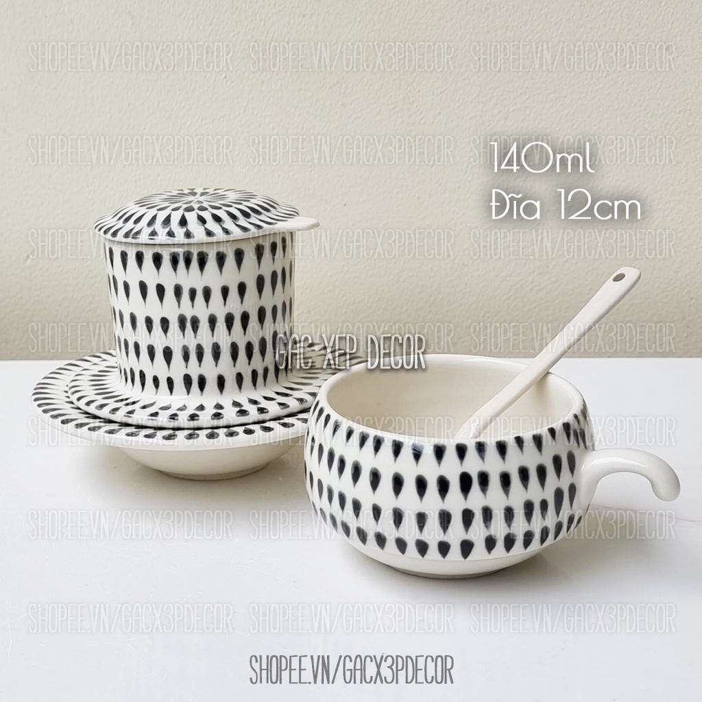 Bộ phin pha cà phê đầy đủ men nâu Bát Tràng