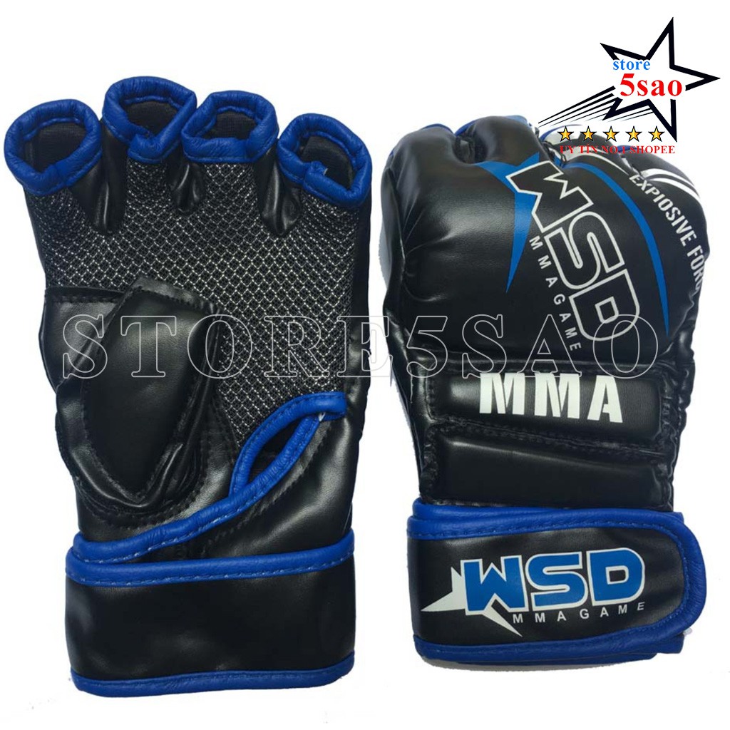 🎁 Găng tay boxing hở ngón wolon cao cấp ⚡FREESHIP⚡ Găng tay đấm bốc MMA giá rẻ hàng chất