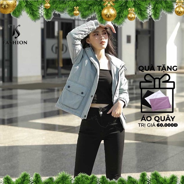 Áo phao nữ bassic dáng ngắn có mũ , tay chun , may theo tiêu chuẩn xuất khẩu, hàng thiết kế cao cấp TK Fashion - 3L K117