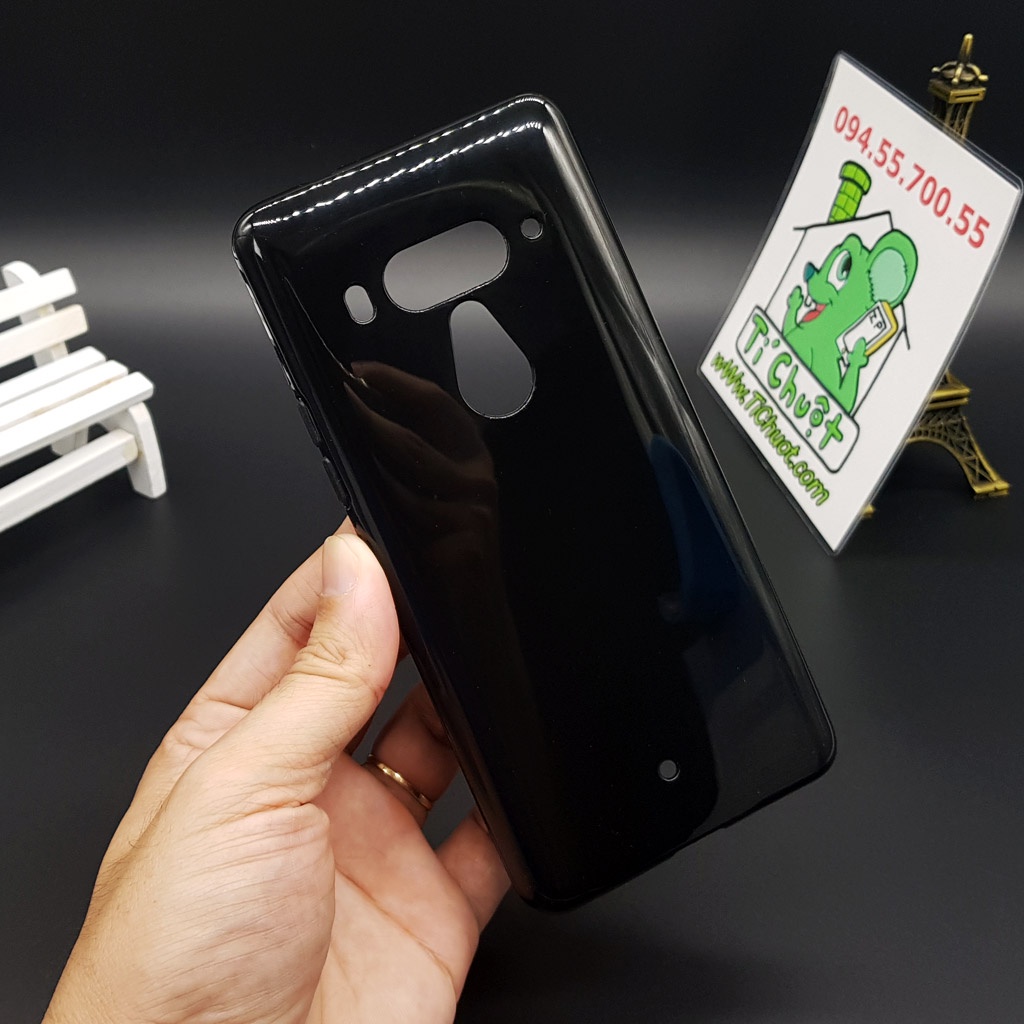 [Ảnh Thật] Ốp lưng HTC U12 Plus Dẻo Màu Đen Sơn Bóng