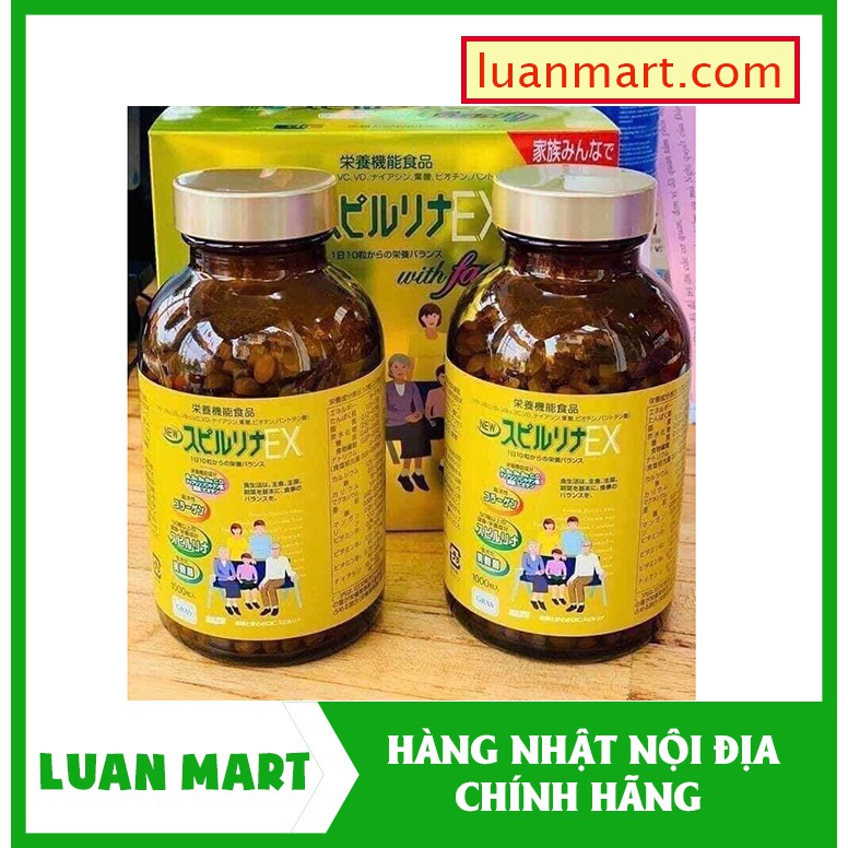 Tảo vàng Spirulina EX Nhật Bản (1 set 2 lọ, mỗi lọ 1000 viên)