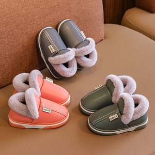 Dép Cotton Phối Lông Dày Dặn Ấm Áp Chống Trượt Chống Mài Mòn Cho Bé