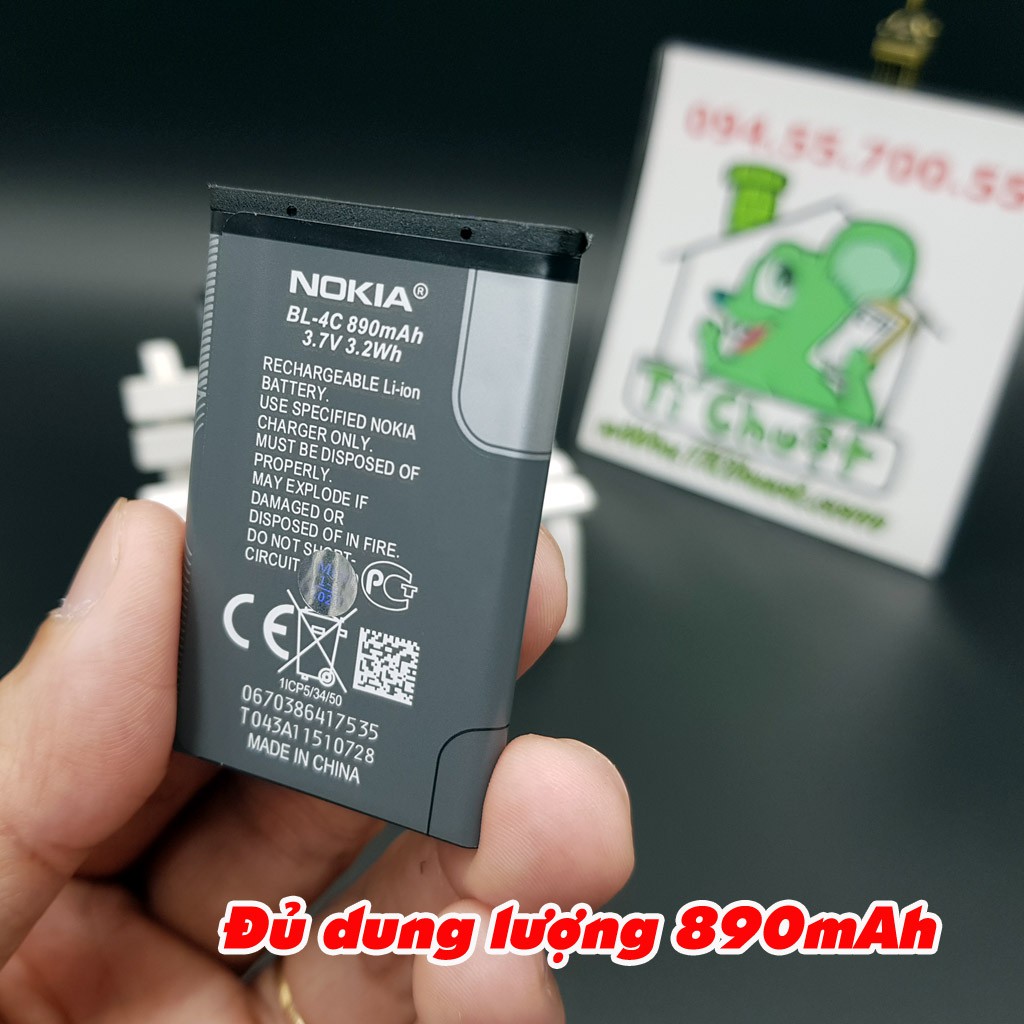 [Ảnh Thật-ZIN] Pin BL- 4C 890mAh Nokia 1202 1280 có dập nổi 3 Gân