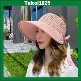 Nón cói nửa đầu mũ cói nữa đầu nón nữa đầu lưỡi trai thắt nơ phong cách Hàn Quốc, nón đi biển
