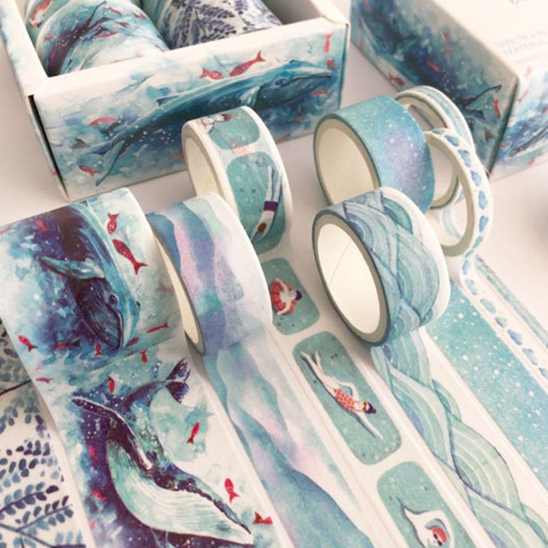 Set 8 Cuộn Băng Keo Dán Hình Lá Cây Xinh Xắn