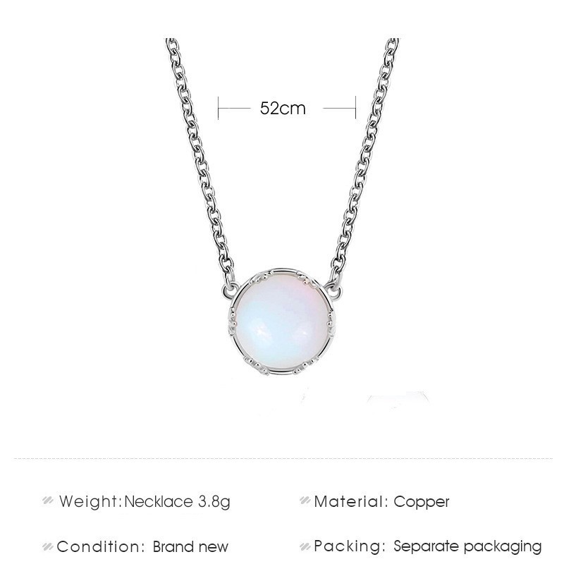 Dây chuyền mặt đá mặt trăng hình tròn màu xanh lam đẹp mắt hợp thời trang