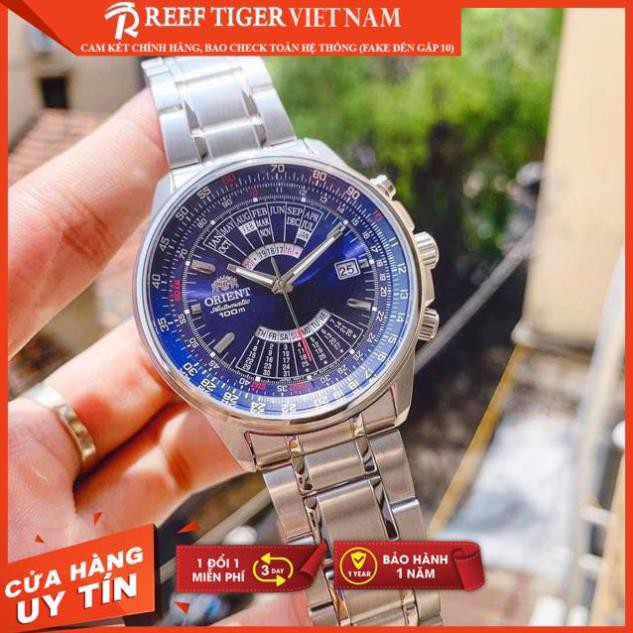 Đồng hồ nam Orient FEU07008DX máy cơ Automatic, kính mineral chịu lực, lịch vạn niên, lịch thứ-ngày, case 43mm
