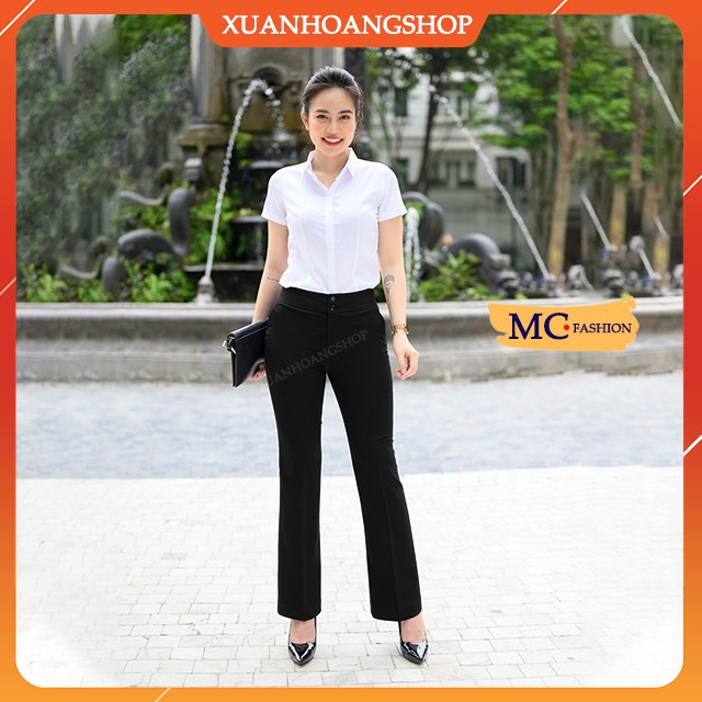 Quần Tây Nữ Đen Mc Fashion, Lưng Cao,Ống Côn Vẩy Loe, Màu Đẹp, Vải Co Giãn Nhẹ, Kiểu Dáng Công Sở, Có Túi Chéo, Q0439