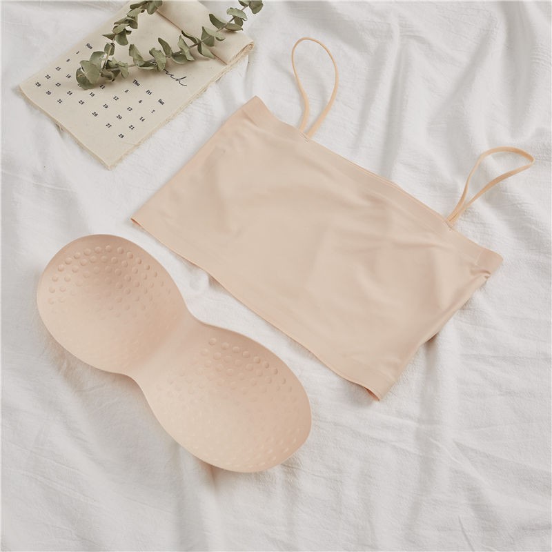 Áo Bra Nữ Quây 2 Dây Su Trơn Đệm Mỏng Dáng Ôm Bao Mát Mịn Freesize <53kg BR09