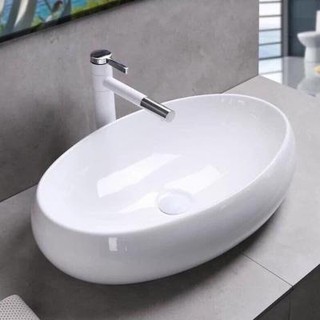 CHẬU RỬA MẶT, LAVABO DƯƠNG BÀN CAO CẤP, NHẬP KHẨU CHÍNH HÃNG GROVES, hình ELip (quả xoài) GL 065