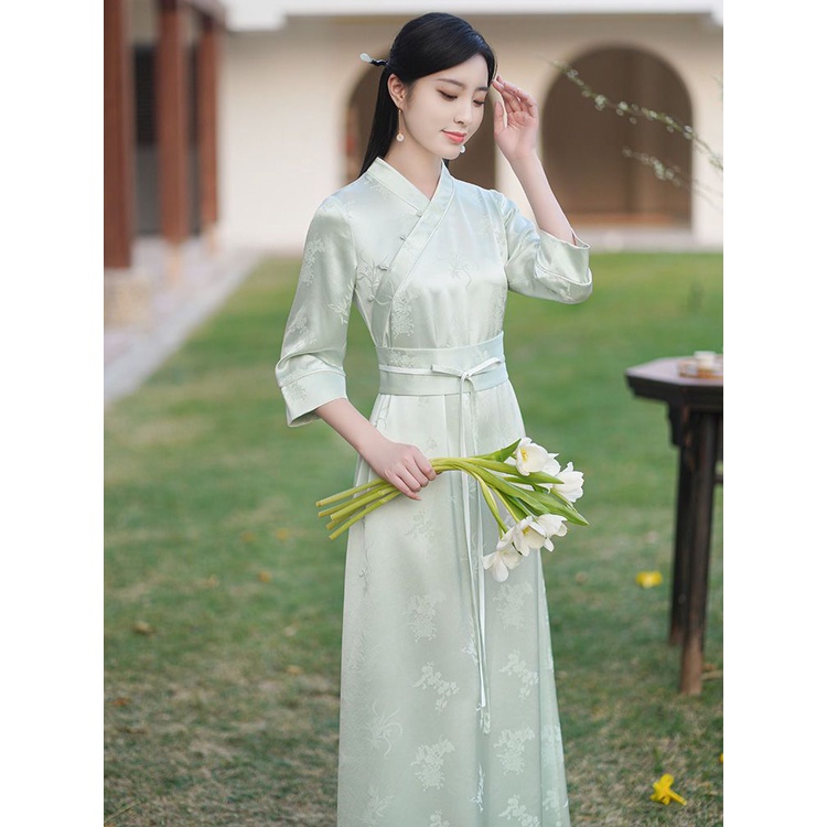 [M &amp; E] Sườn Xám Cách Tân Phong Cách Trung Hoa Cổ Điển Thanh Lịch Thời Trang Mùa Thu 2022 Mới Cho Nữ