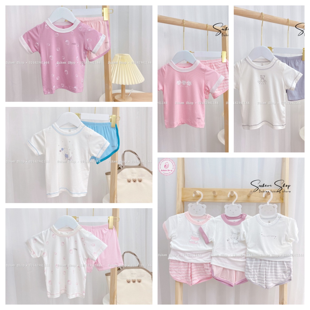 Nous Bộ Cộc Tay Cài Vai Cotton Mềm Mịn Thoáng Mát
