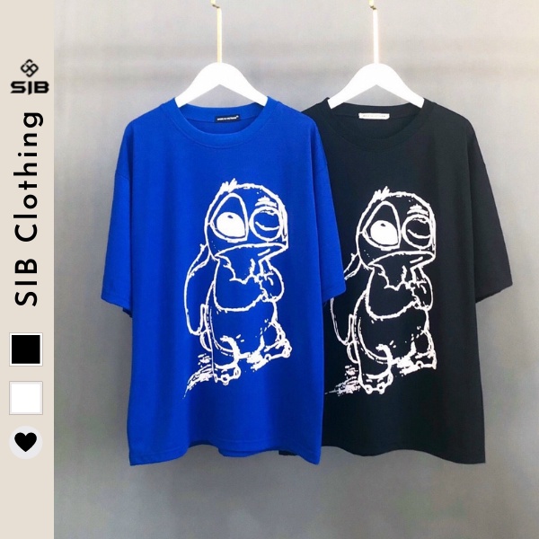 Áo thun unisex form rộng SIB Clothing áo phông tay lỡ in hình Stitch SIB014