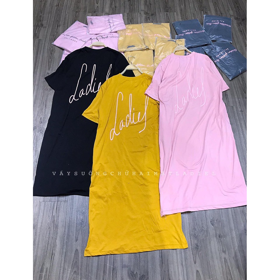 Đầm suông nữ Shynstores - váy xuông cotton in chữ cộc tay cổ tròn vải đẹp freeship | BigBuy360 - bigbuy360.vn