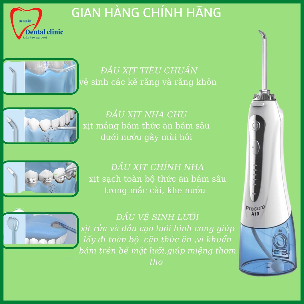 Máy Tăm Nước PROCARE A10- Máy Tăm Nước Vê sinh răng miệng CHÍNH  HÃNG