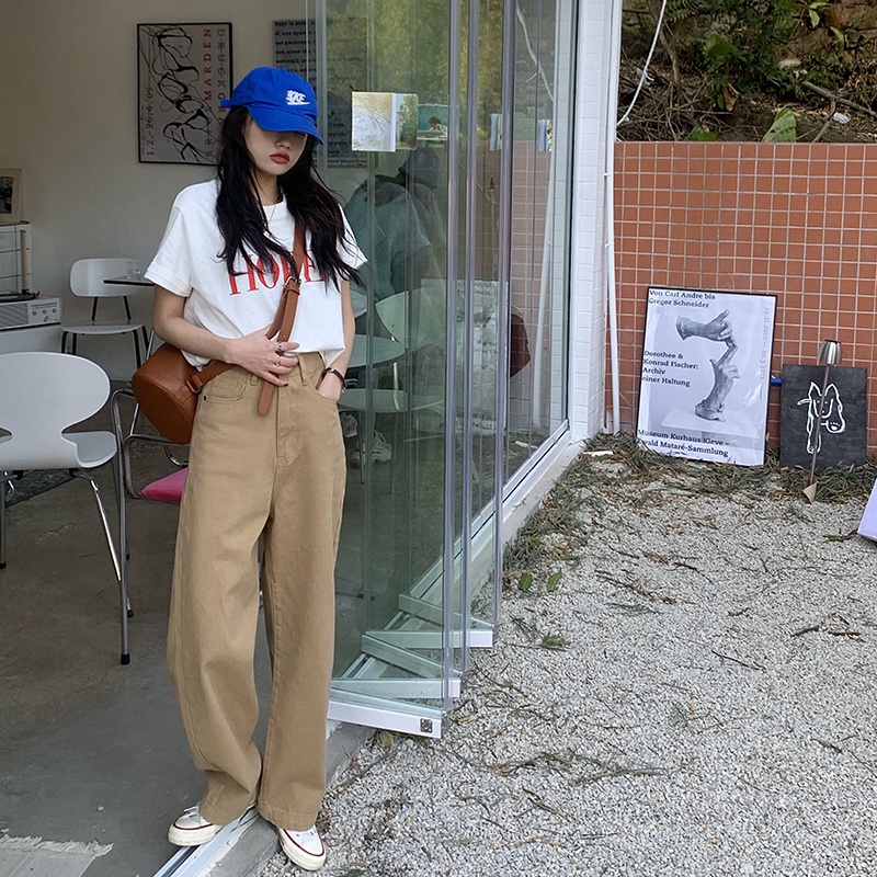 Quần jeans Nữ Lưng Cao Ống Rộng Thời Trang